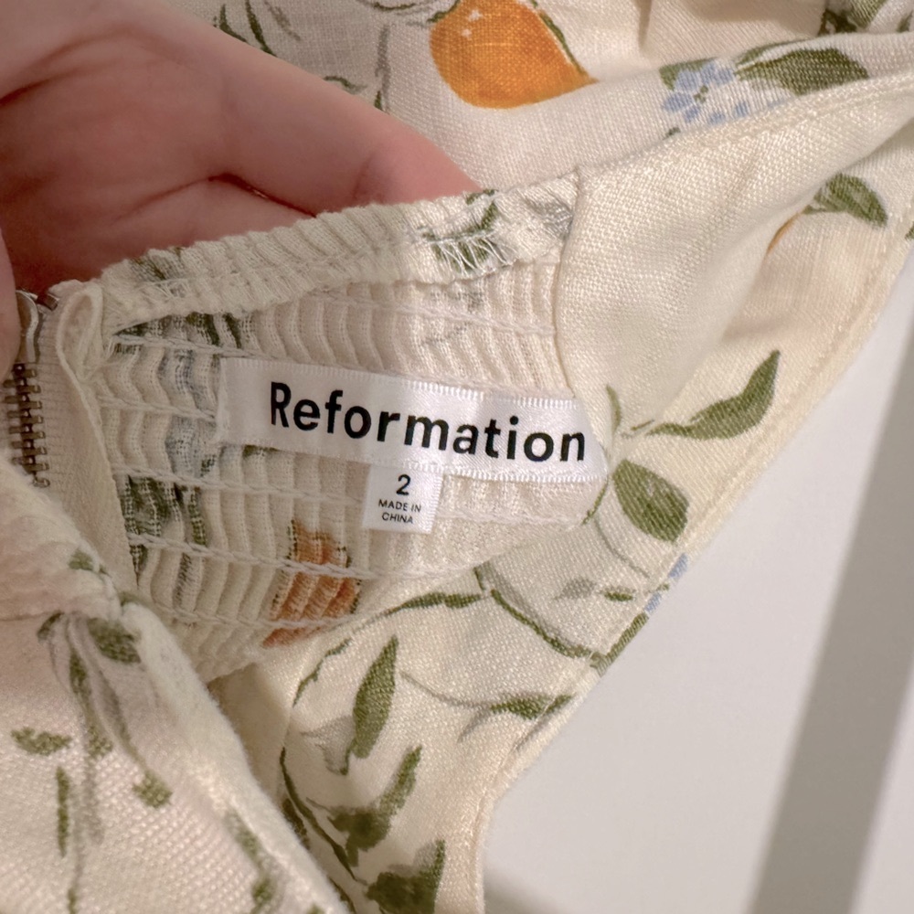 NWOT Reformation Belgium Linen Maxi Dress in Citron - Picture 7 of 8
